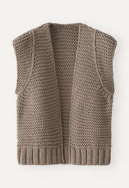 Handgestrickte Weste, Taupe, webstill