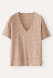 Gestreiftes T-shirt, Zartrosa, webstill