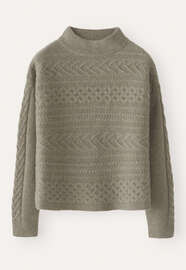 Pullover mit Zopfmuster, Getrockneter Salbei, webstill