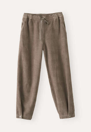 Schmal zulaufende Hose, Zartes Nerzbraun, webstill