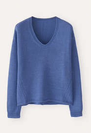 Pullover mit geschwungenem V-Ausschnitt, Lavendelblau, webstill