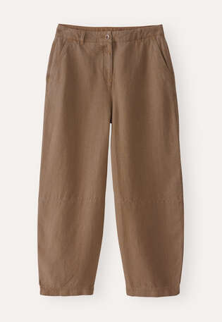 Barrel-Leg-Hose, Walnuss, webstill