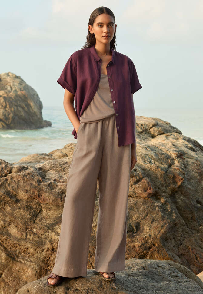 Weitbeinige Schlupfhose, Taupebraun, completeTheLook