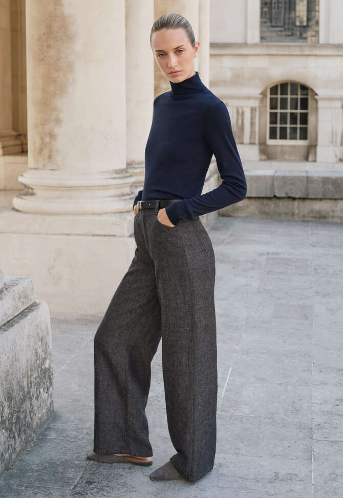 Weite Hose mit geradem Bein, Monochrom, completeTheLook