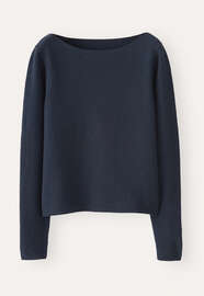Pullover mit U-Boot-Ausschnitt, Dunkles Petrol, webstill