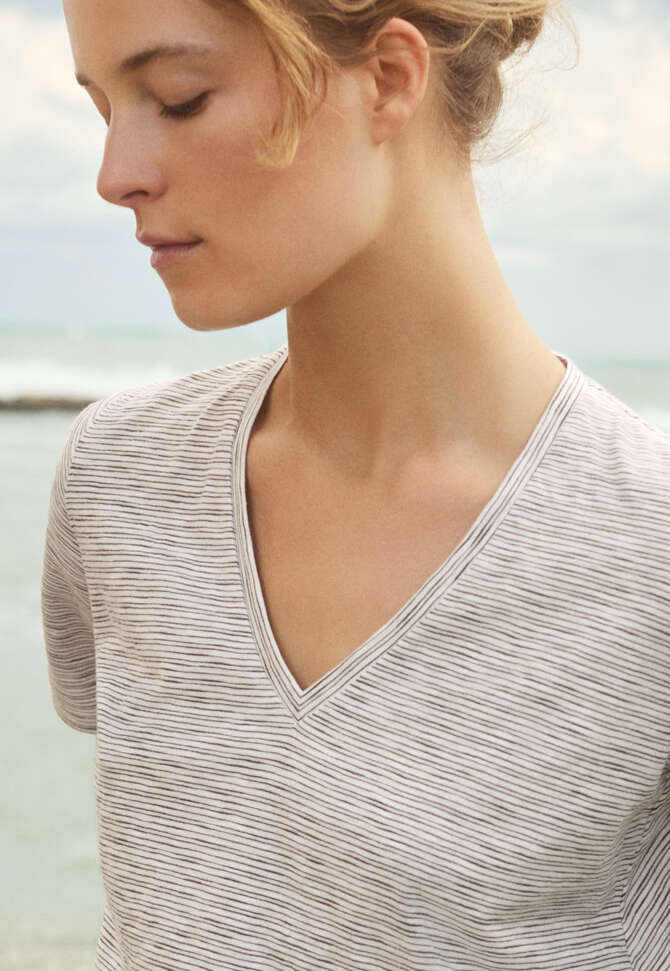 Gestreiftes T-shirt, Creme, completeTheLook