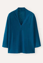 V-Ausschnitt-Pullover mit Kn&ouml;pfen, Leuchtendes Aquamarin, webstill