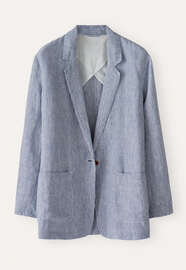 Lange Jacke, Navyblau/Wei&szlig;, webstill