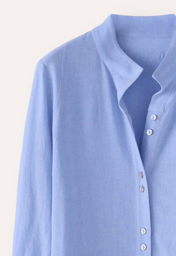 Bluse mit Trichterkragen, Fliederblau, completeTheLook