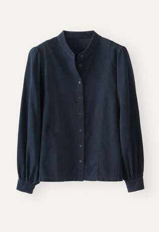 Bluse mit gerafften &Auml;rmeln, Tinte, webstill