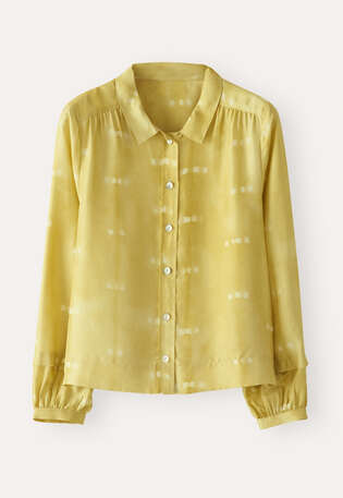 Bedruckte Bluse, Chartreuse, webstill