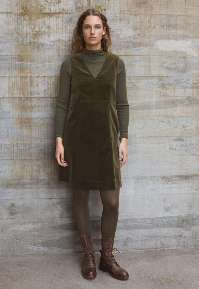 &Auml;rmelloses Samtkleid, Dunkles Khaki, completeTheLook