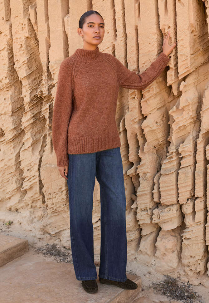 Raglanpullover mit Trichterkragen, Kupferorange, completeTheLook