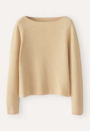 Pullover mit U-Boot-Ausschnitt, Blasses Maisgelb, webstill