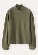 Sweatshirt mit &uuml;berkreuztem Kragen, Gr&uuml;nes Khaki, webstill
