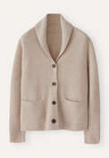 Cardigan mit Schalkragen, Ecru/Rehbraun, webstill