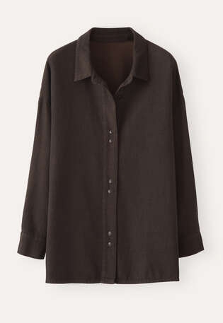 Overshirt, Schwarzbraun, webstill