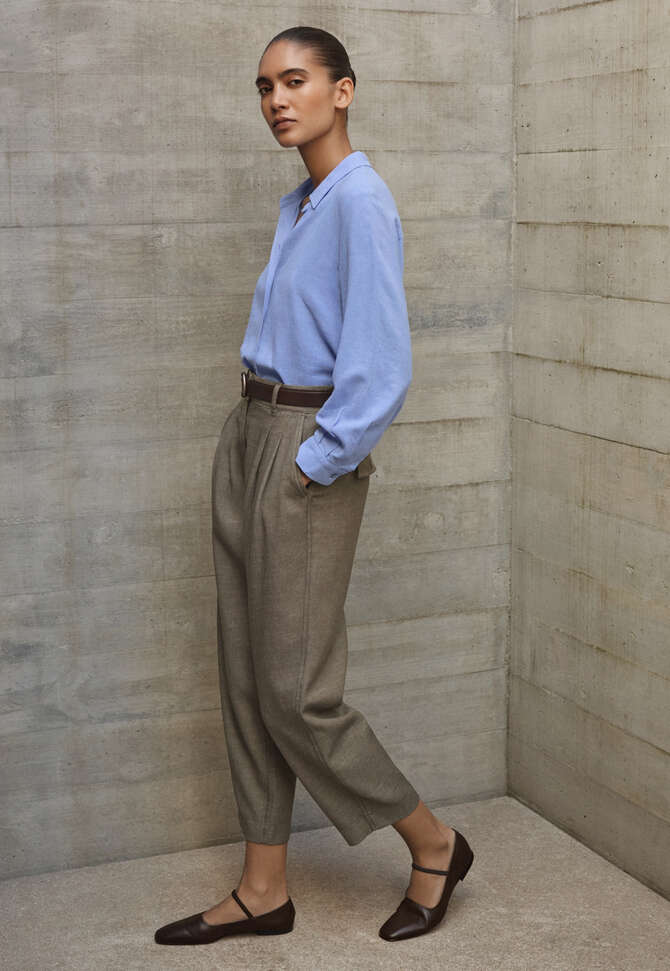 Bluse mit geschwungenen &Auml;rmeln, Fliederblau, completeTheLook