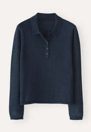 Pullover mit Kragen, Blauschwarz, webstill