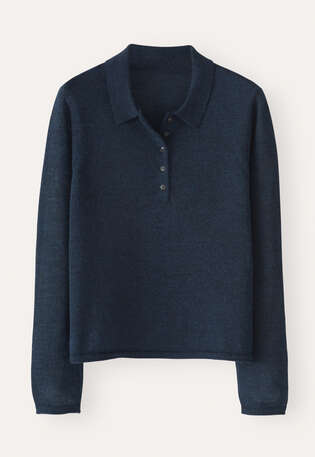 Pullover mit Kragen, Blauschwarz, webstill