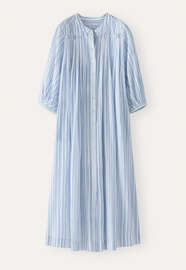 Gestreiftes Maxikleid, Blau/Wei&szlig;, webstill