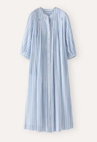 Gestreiftes Maxikleid, Blau/Wei&szlig;, webstill