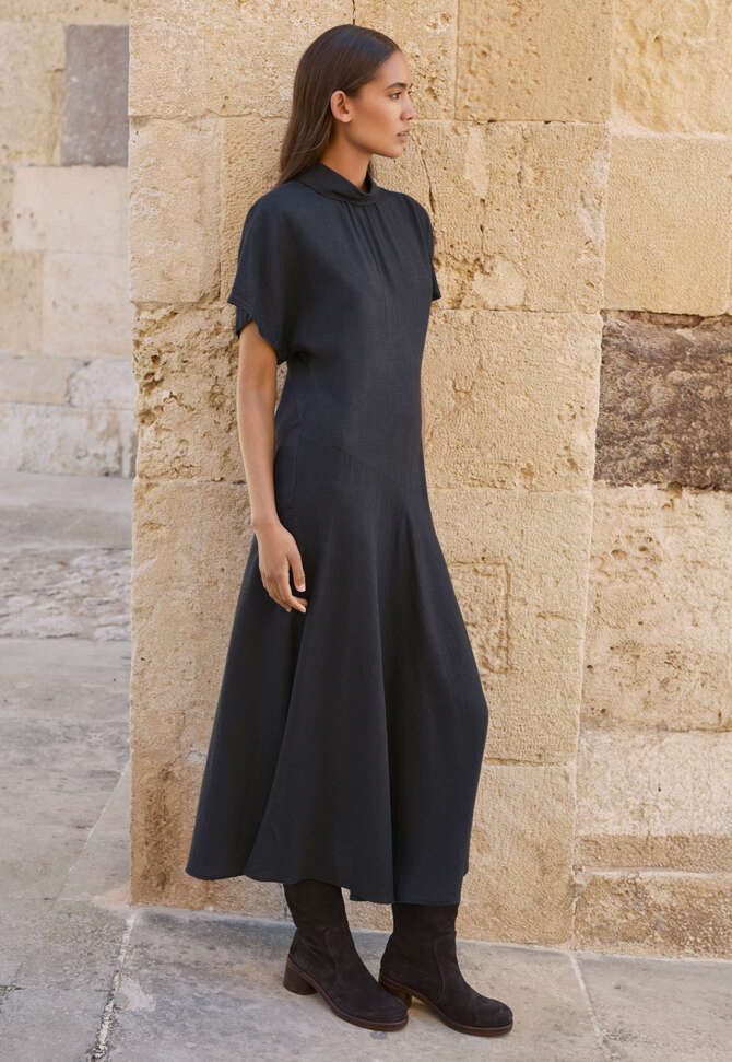 Kleid mit Hahnentrittmuster, Grau/Schwarz, completeTheLook