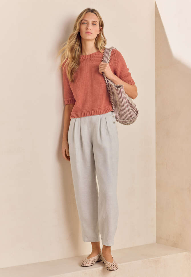 K&uuml;rzer geschnittene Bundfaltenhose, Eisgrau, completeTheLook