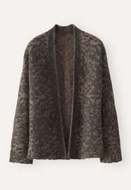 Kimono-Cardigan im Spitzenmuster, Kohlschwarz/Stein, webstill