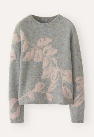 Intarsien-Pullover, Frostiger Lavendel, webstill