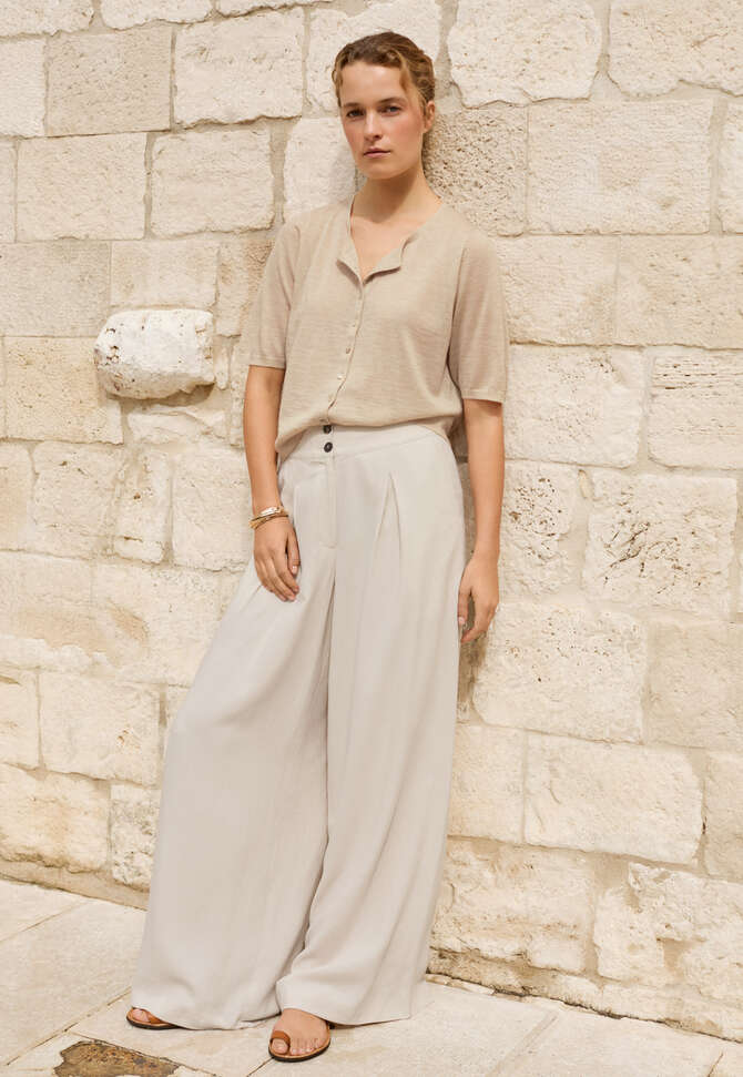Hose mit weitem Bein, Blasses Naturbeige, completeTheLook