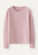 Gerippter Pullover mit Rundhalsausschnitt, Zartes Orchideenrosa, webstill
