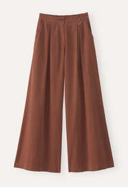 Weitbeinige Hose aus Feincord, Dunkles Rouge, webstill