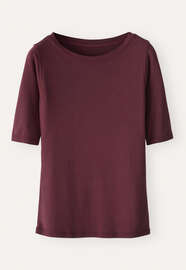 Geripptes Jersey-Oberteil, Weinpink, webstill