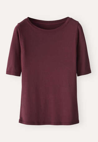 Geripptes Jersey-Oberteil, Weinpink, webstill