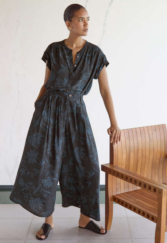 Bedruckte k&uuml;rzere Hose, Mitternachtsblau, completeTheLook