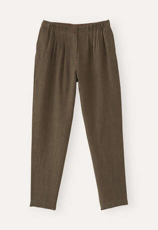 Schmal zulaufende Hose, Khaki-Schwarz, webstill