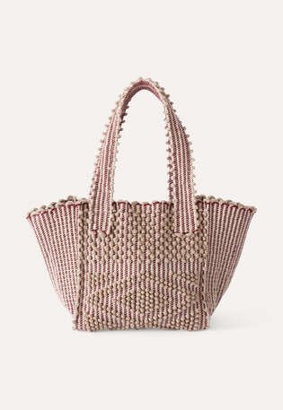 Gekn&uuml;pfte Tasche, Burgunder, webstill