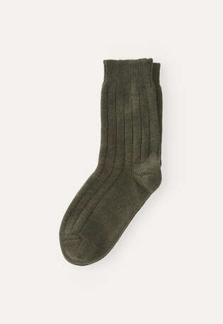 Gerippte Socken, Moos, webstill