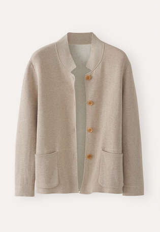 Doppelt gestrickte Jacke, Rehbraun, webstill