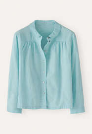 Bluse mit rundem Kragen, Aqua, webstill