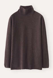 Pullover mit Trichterkragen, Maronenbraun, webstill