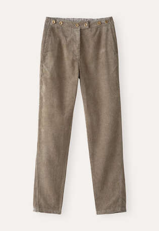 Hose mit schmal zulaufendem Bein, Nerzbraun, webstill