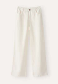 Weitbeinige Jeans, Ecru, webstill