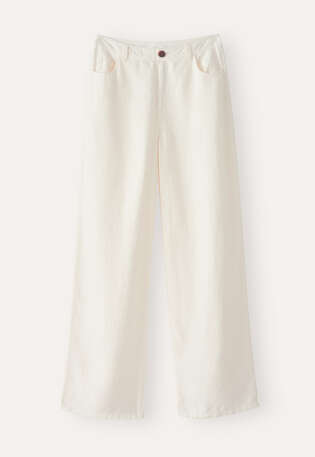 Weitbeinige Jeans, Ecru, webstill