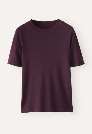 T-Shirt aus Seide und Baumwolle, Brombeere, webstill