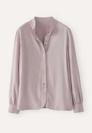 Bluse mit Trichterkragen, Orchidee/Rosa, webstill