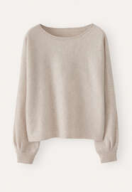 Pullover mit Dolman-&Auml;rmeln, Ecru/Rehbraun, webstill