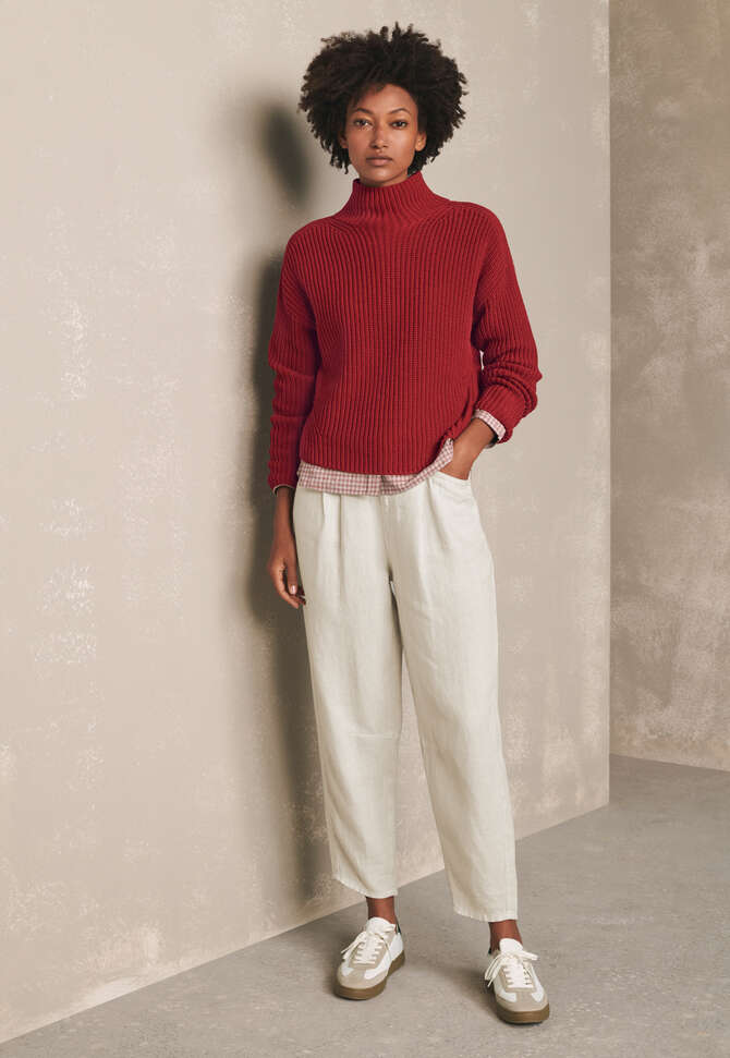Schmal zulaufende Hose, Ecru, completeTheLook
