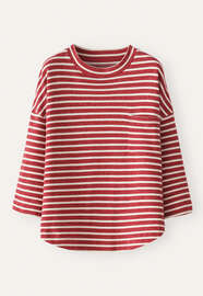 Gestreiftes Top, Cranberry/Creme, webstill